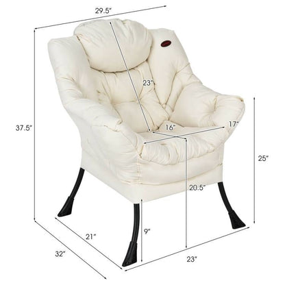 Upholstered Contemporary Cushioned Accent Chair with Side Pocket in Beige - - Living Room > Accent Chairs