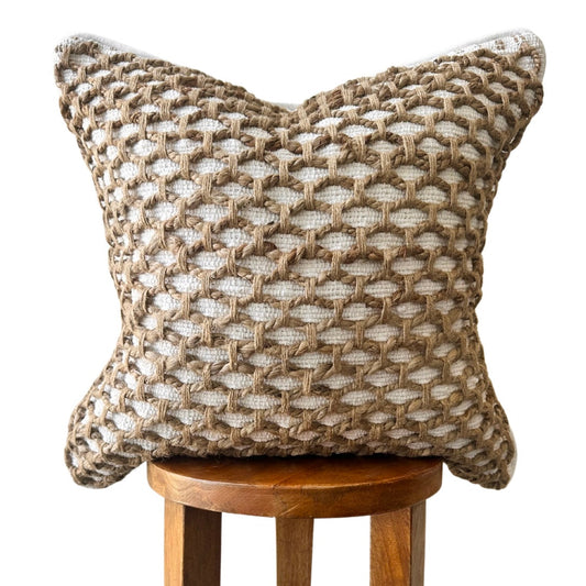 Tuban Pillow Cover – Neutral Textured Boho Accent Pillow - -