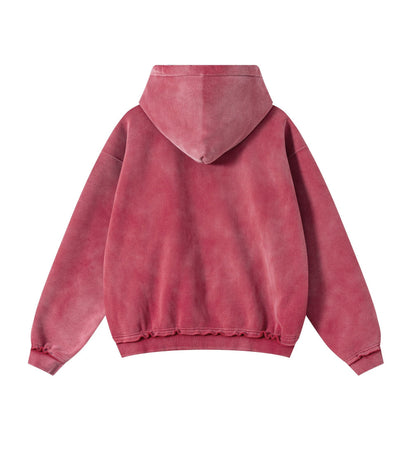 ROSE DISTRESSED ZIP HOODIE- UNDEVELOPED- {{Product type}}