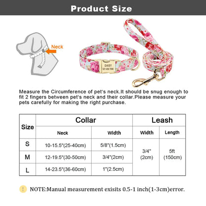 Printed Dog Collar and Leash Set