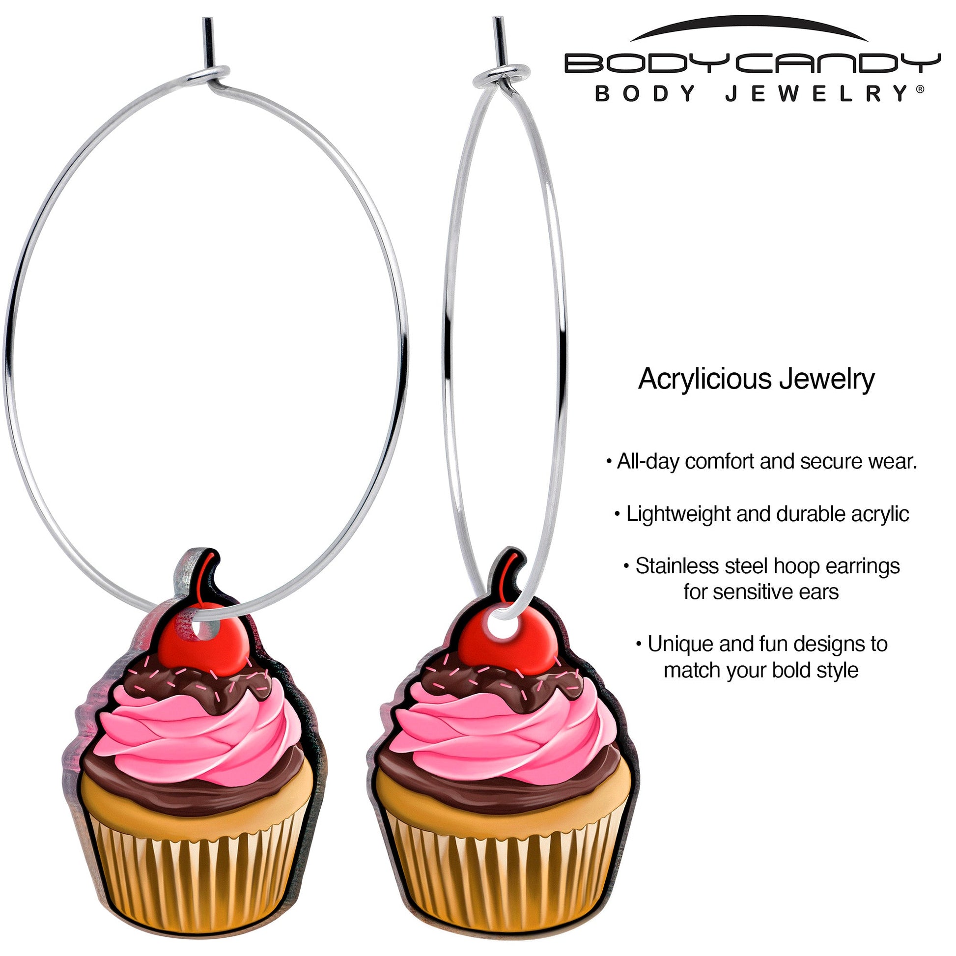 Valentine Cupcake Hoop Earrings by Onyx O - - EARRINGS Hoop