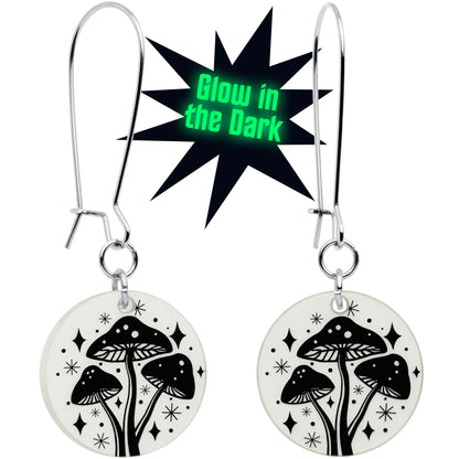 Glow in the Dark Mystic Mushroom Dangle Earrings by Onyx O - - EARRINGS Dangle