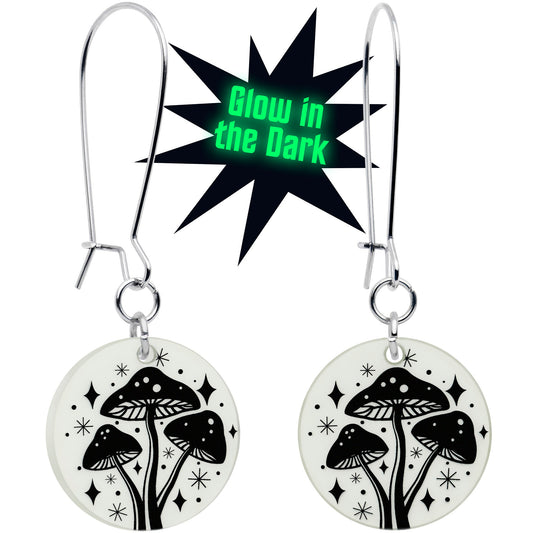 Glow in the Dark Mystic Mushroom Dangle Earrings by Onyx O - - EARRINGS Dangle