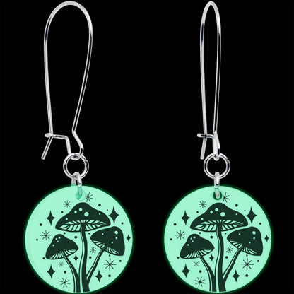 Glow in the Dark Mystic Mushroom Dangle Earrings by Onyx O - - EARRINGS Dangle