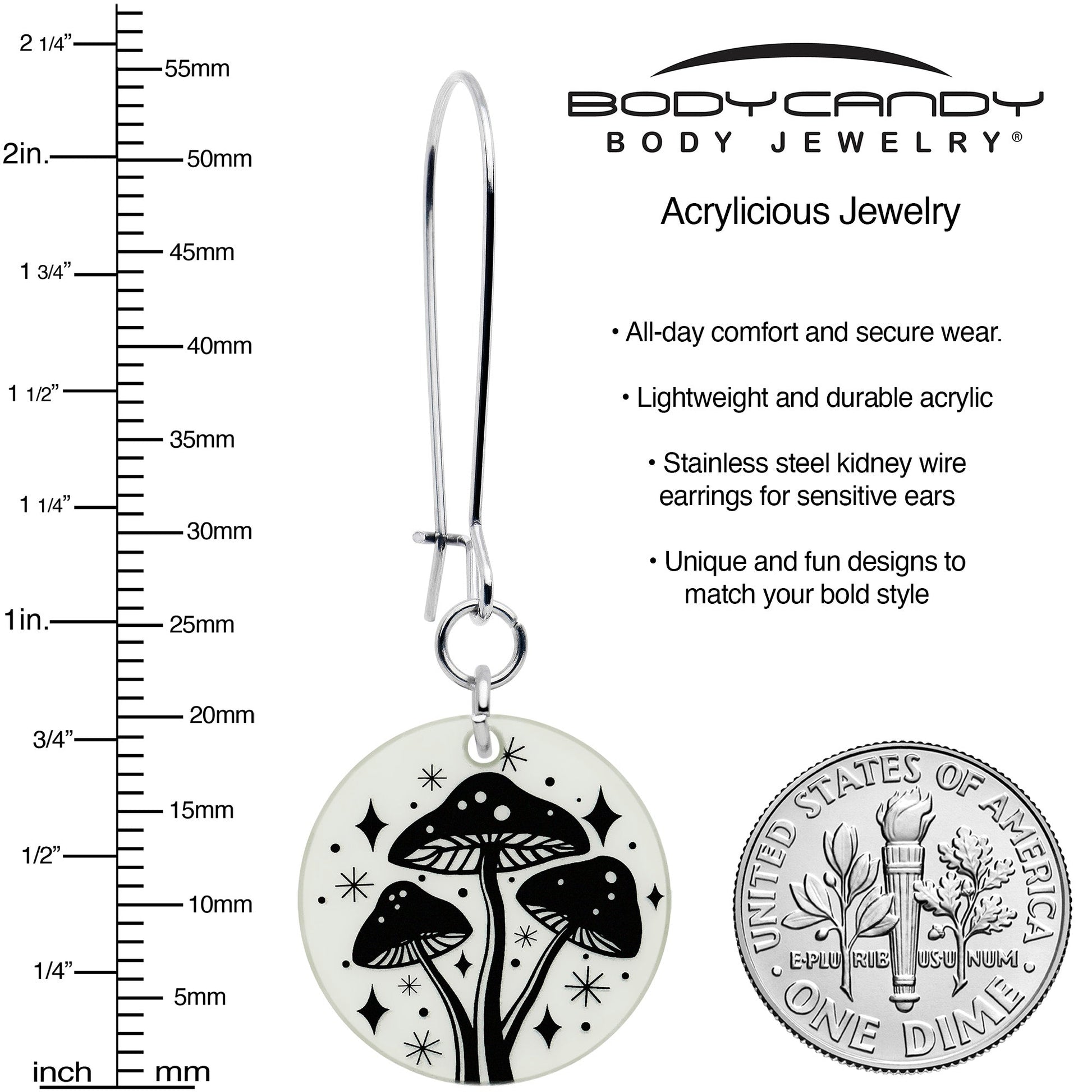 Glow in the Dark Mystic Mushroom Dangle Earrings by Onyx O - - EARRINGS Dangle
