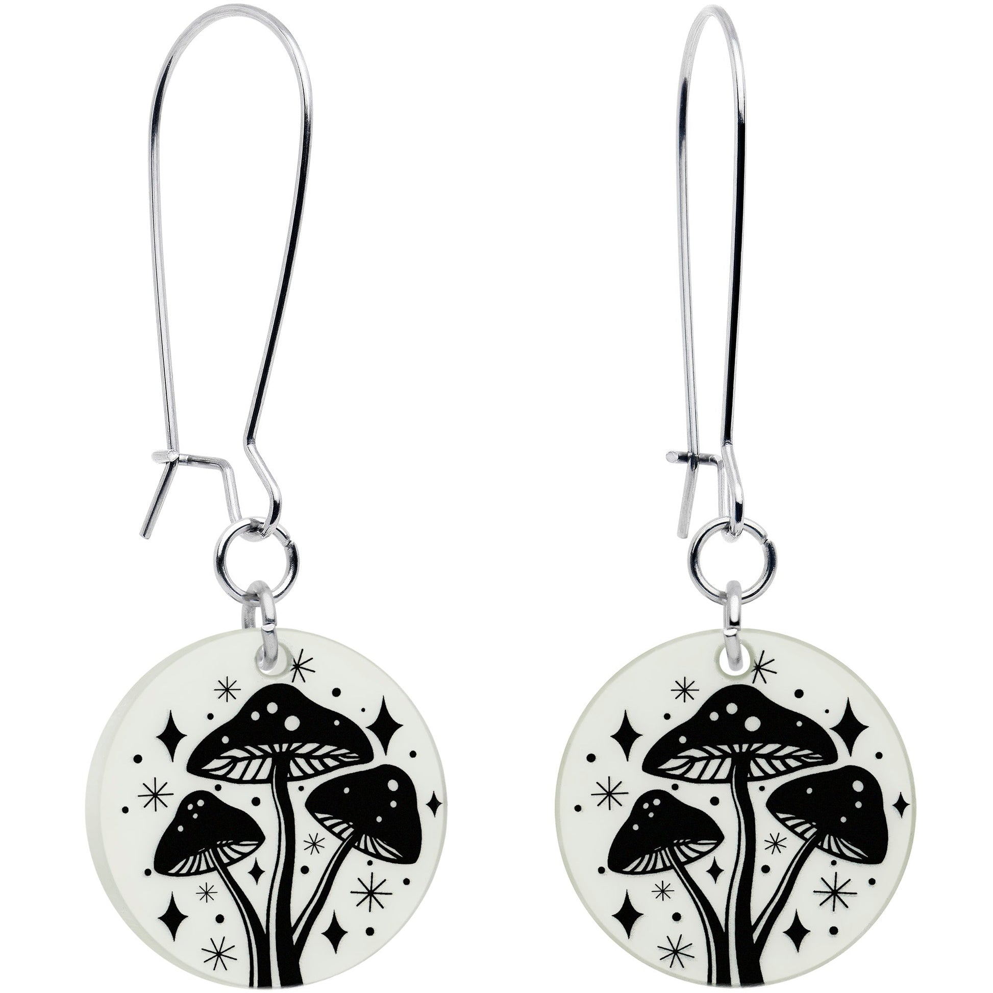 Glow in the Dark Mystic Mushroom Dangle Earrings by Onyx O - - EARRINGS Dangle