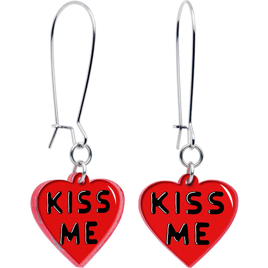 Kiss Me Heart Dangle Earrings by Onyx O - - EARRINGS Dangle