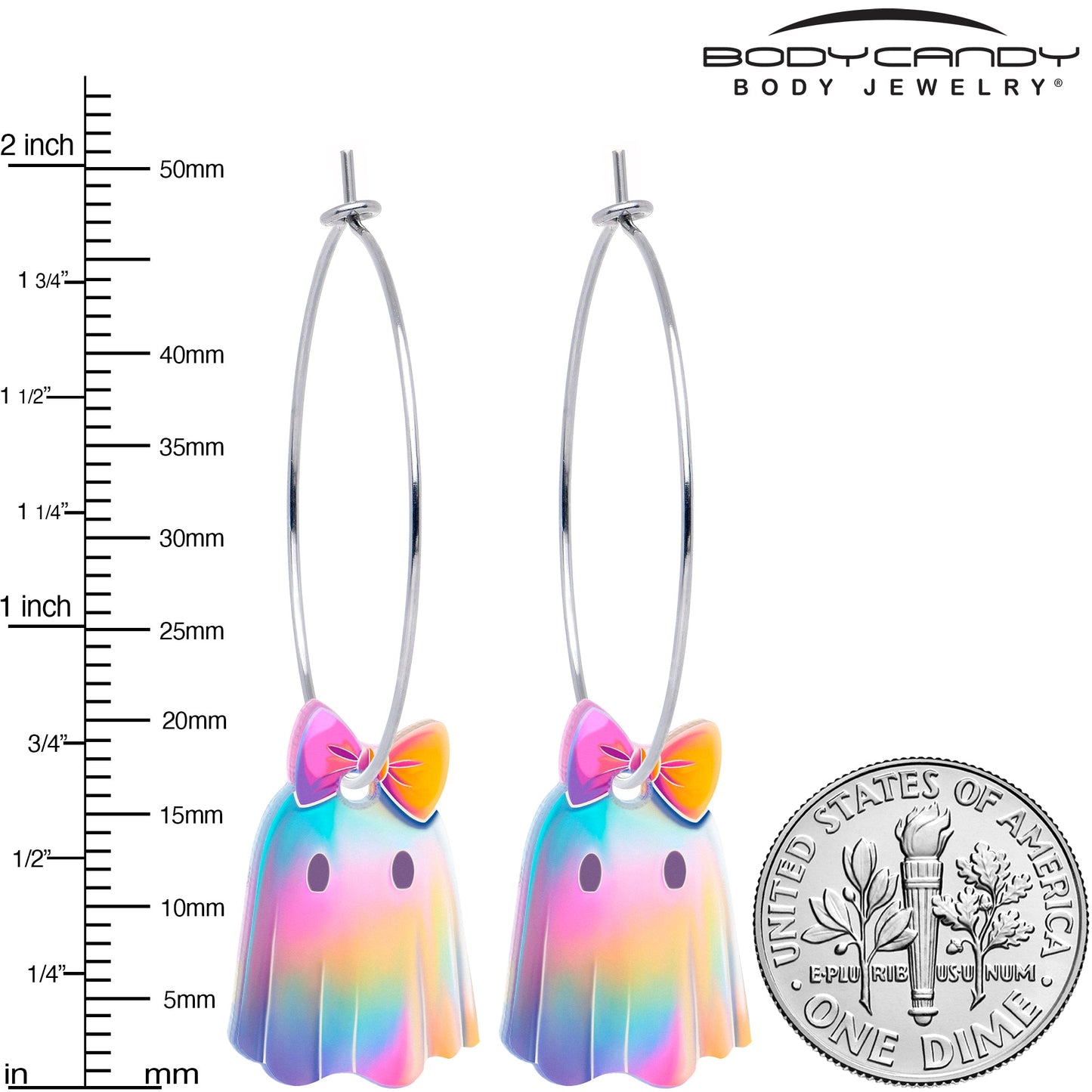 Iridescent Ghost Girl Hoop Earrings by Onyx O - - EARRINGS Hoop