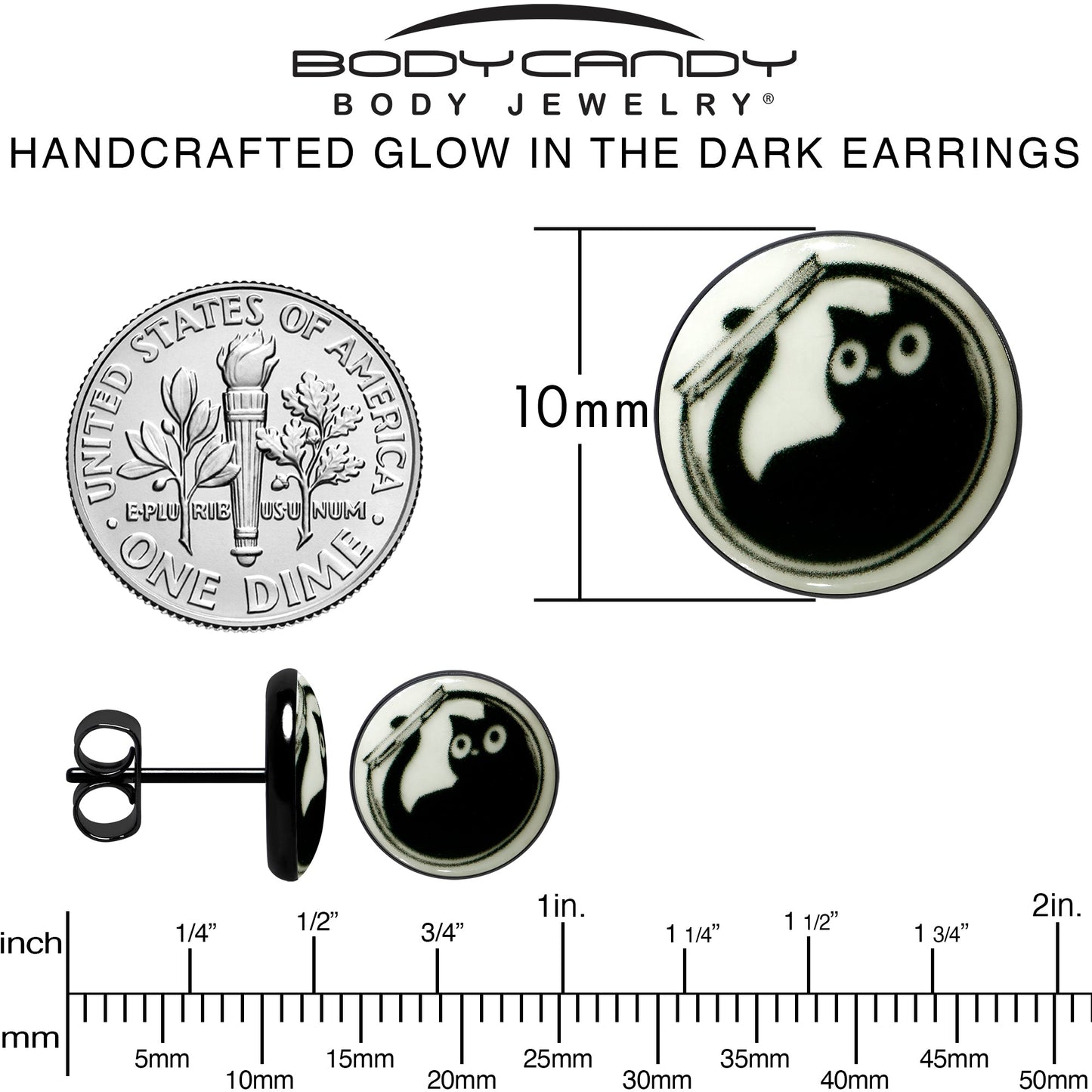 Fishbowl Kitty Cat Glow in the Dark Stud Earrings by Onyx O - - EARRINGS Stud