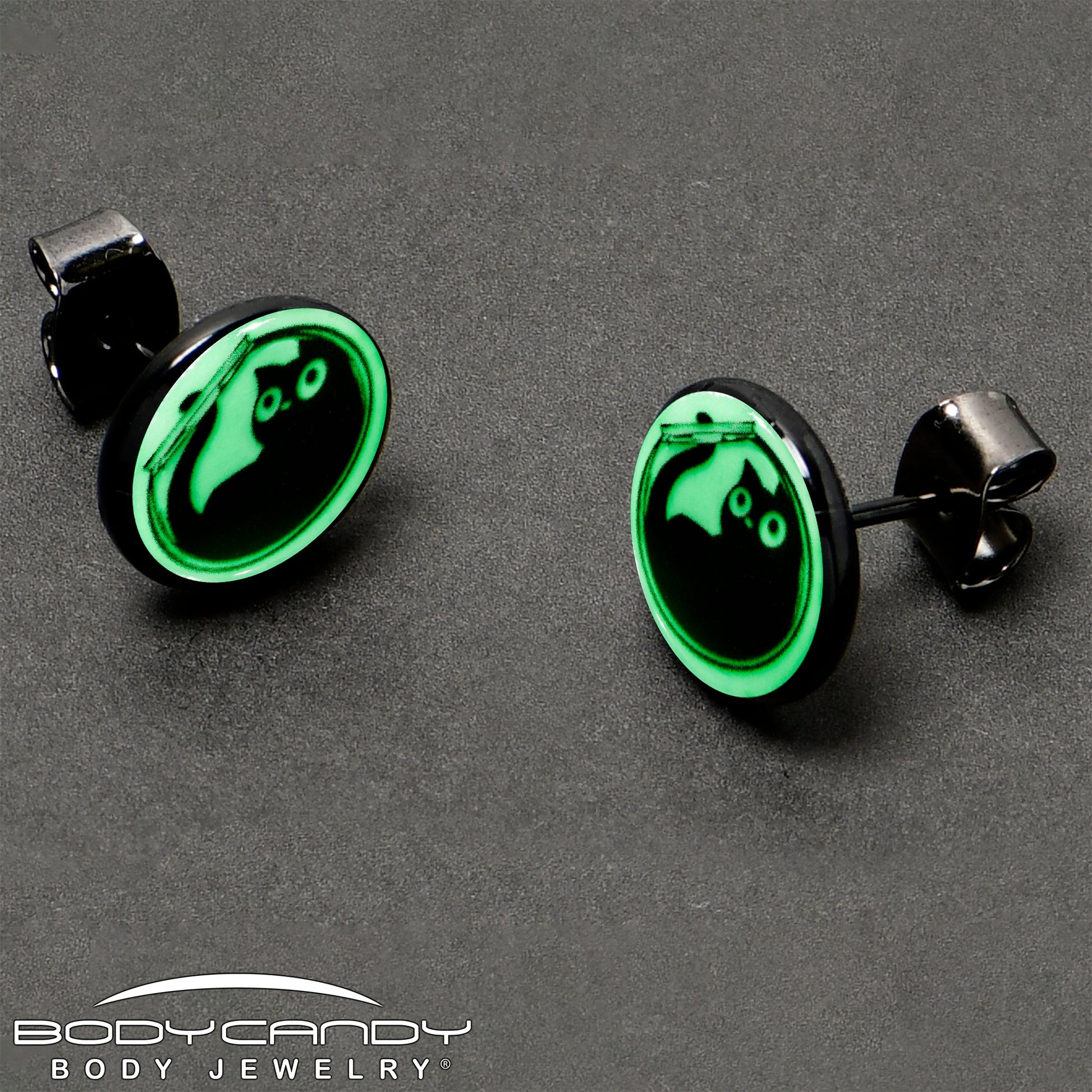 Fishbowl Kitty Cat Glow in the Dark Stud Earrings by Onyx O - - EARRINGS Stud