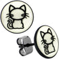 Black Anodized Kitty Cat Glow in the Dark Stud Earrings by Onyx O - - EARRINGS Stud
