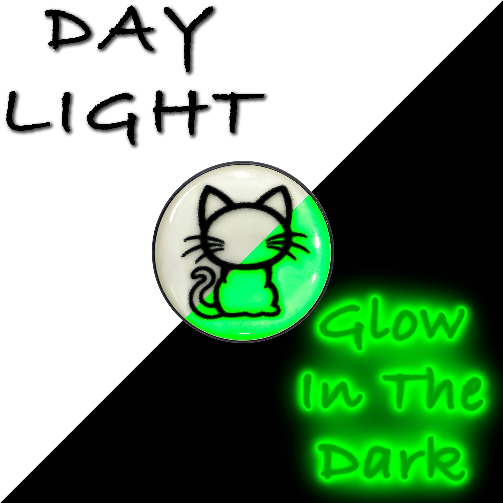 Black Anodized Kitty Cat Glow in the Dark Stud Earrings by Onyx O - - EARRINGS Stud