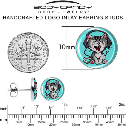 Heavy Metal Kitty Cat Stud Earrings by Onyx O - - EARRINGS Stud