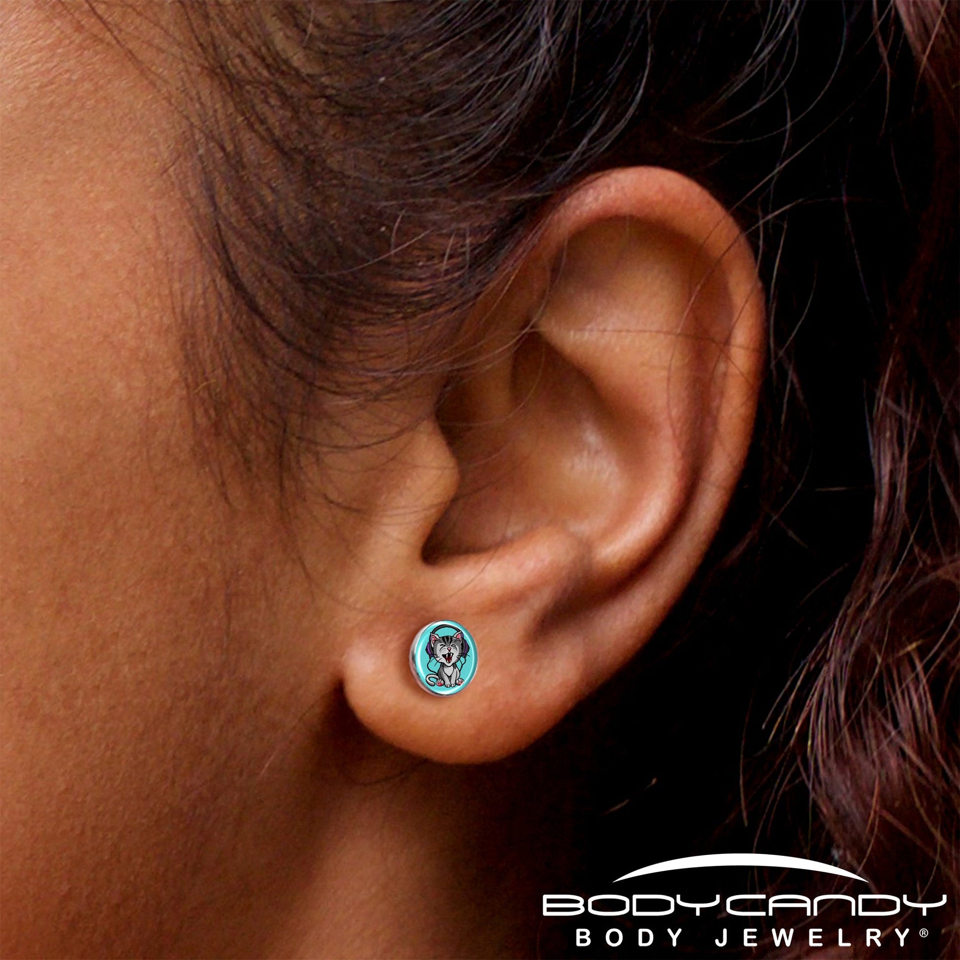 Heavy Metal Kitty Cat Stud Earrings by Onyx O - - EARRINGS Stud