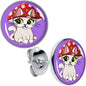 Polka Dot Mushroom Hat Cat Stud Earrings by Onyx O - - EARRINGS Stud