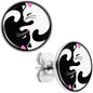 Cute Kitty Cat Yin Yang Stud Earrings by Onyx O - - Body Candy