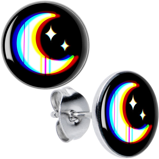 Chromatic Moon Stud Earrings by Onyx O - - EARRINGS Stud