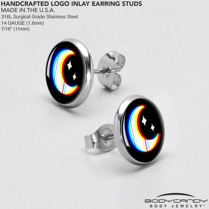Chromatic Moon Stud Earrings by Onyx O - - EARRINGS Stud