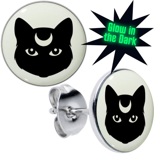 Mystic Kitty Cat Glow in the Dark Stud Earrings by Onyx O - - EARRINGS Stud