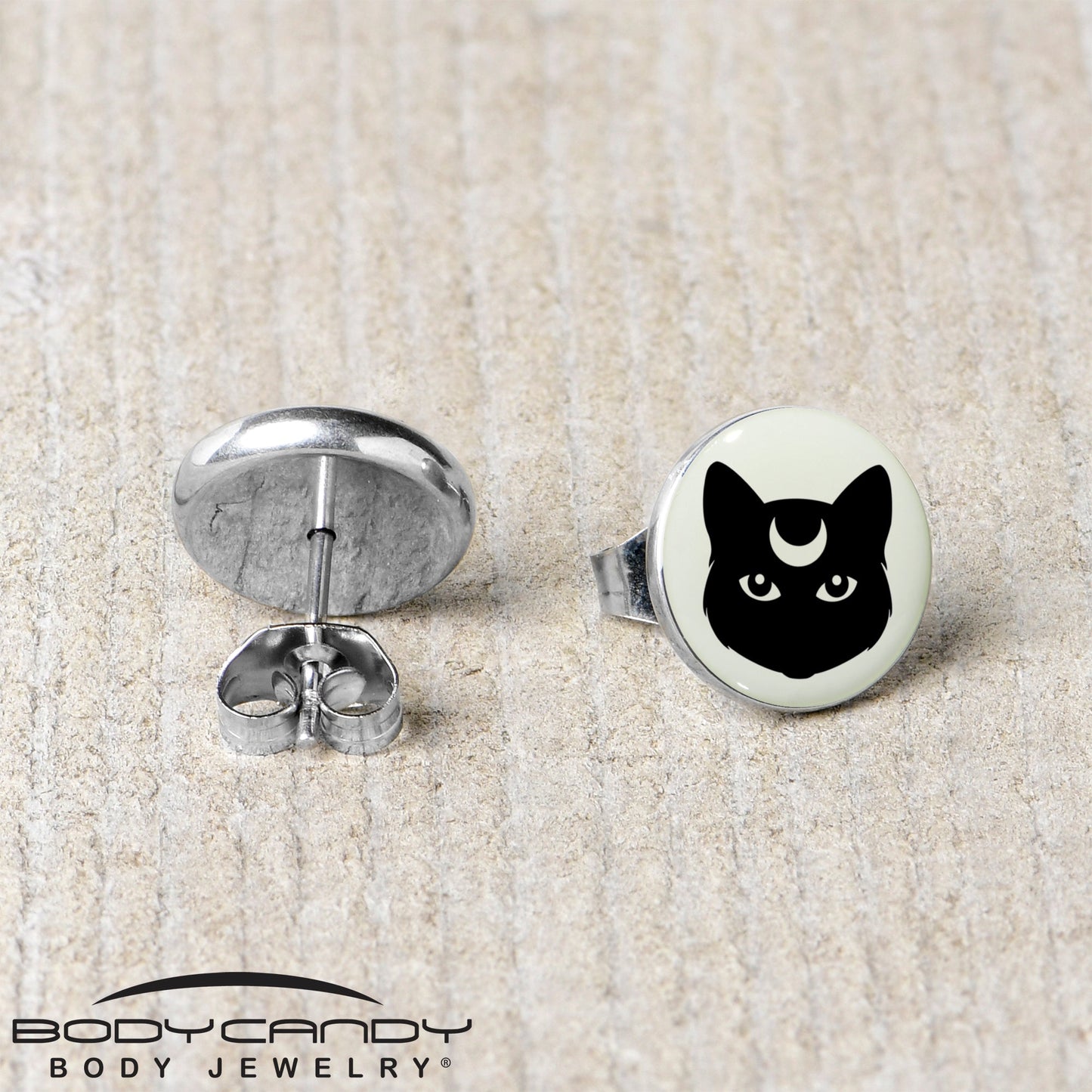 Mystic Kitty Cat Glow in the Dark Stud Earrings by Onyx O - - EARRINGS Stud
