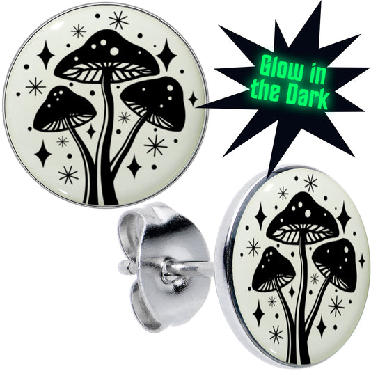 Mystic Mushroom Glow in the Dark Stud Earrings by Onyx O - - EARRINGS Stud