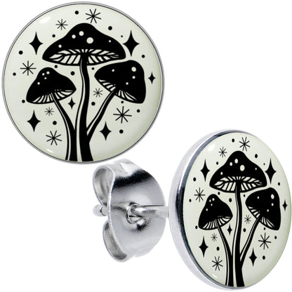 Mystic Mushroom Glow in the Dark Stud Earrings by Onyx O - - EARRINGS Stud