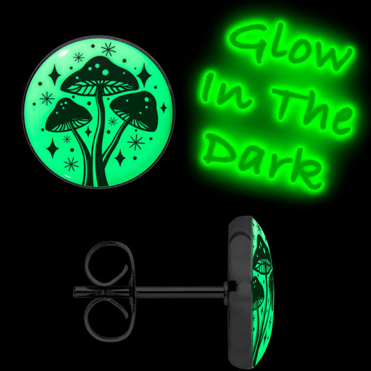 Mystic Mushroom Glow in the Dark Stud Earrings by Onyx O - - EARRINGS Stud