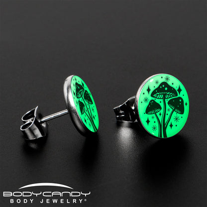 Mystic Mushroom Glow in the Dark Stud Earrings by Onyx O - - EARRINGS Stud