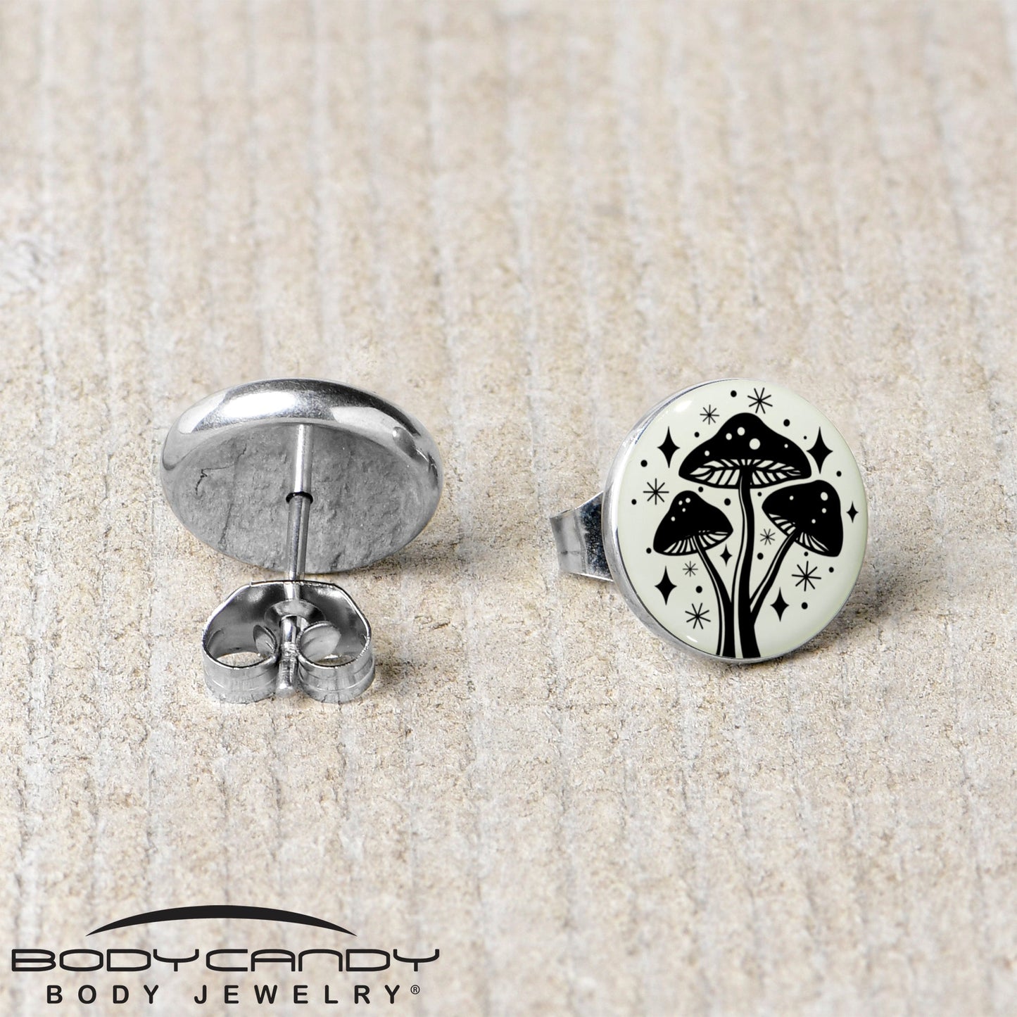 Mystic Mushroom Glow in the Dark Stud Earrings by Onyx O - - EARRINGS Stud