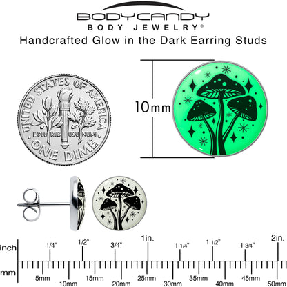 Mystic Mushroom Glow in the Dark Stud Earrings by Onyx O - - EARRINGS Stud