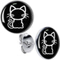 Black and White Kitty Cat Stud Earrings by Onyx O - - EARRINGS Stud