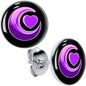 Crescent Moon Heart Stud Earrings by Onyx O - - EARRINGS Stud