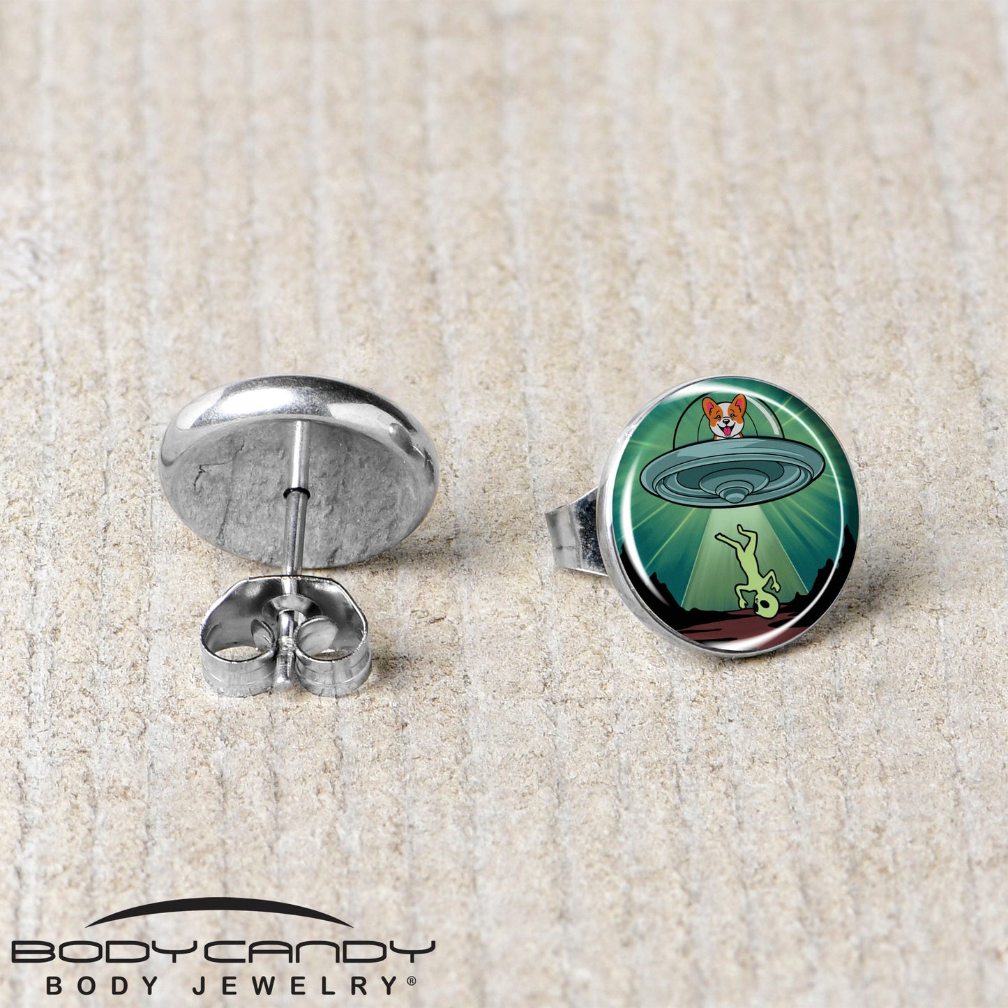 Reverse Alien UFO Abduction Stud Earrings by Onyx O - - EARRINGS Stud