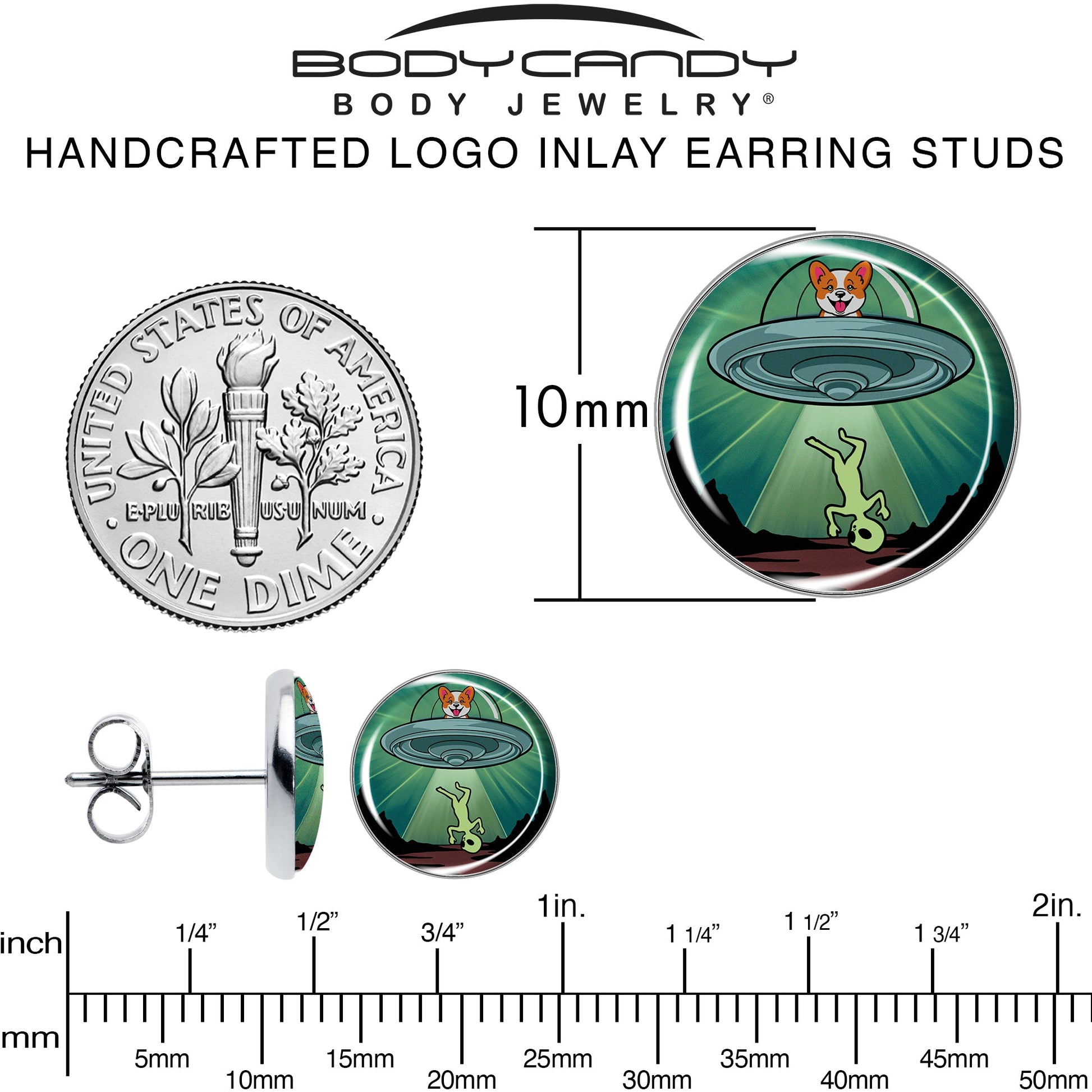 Reverse Alien UFO Abduction Stud Earrings by Onyx O - - EARRINGS Stud