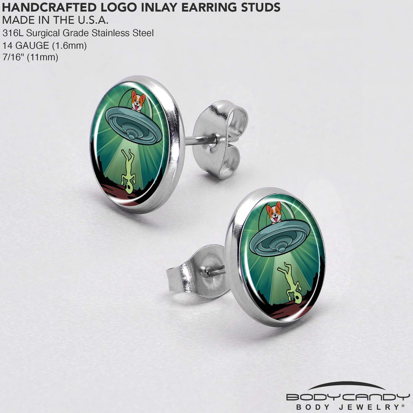 Reverse Alien UFO Abduction Stud Earrings by Onyx O - - EARRINGS Stud