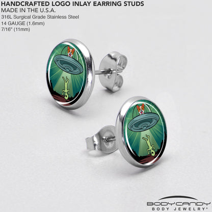 Reverse Alien UFO Abduction Stud Earrings by Onyx O - - EARRINGS Stud