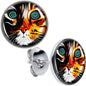 Colorful Trippy Cat Stud Earrings by Onyx O - - EARRINGS Stud