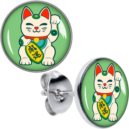 Waving Cat Stud Earrings by Onyx O - - EARRINGS Stud