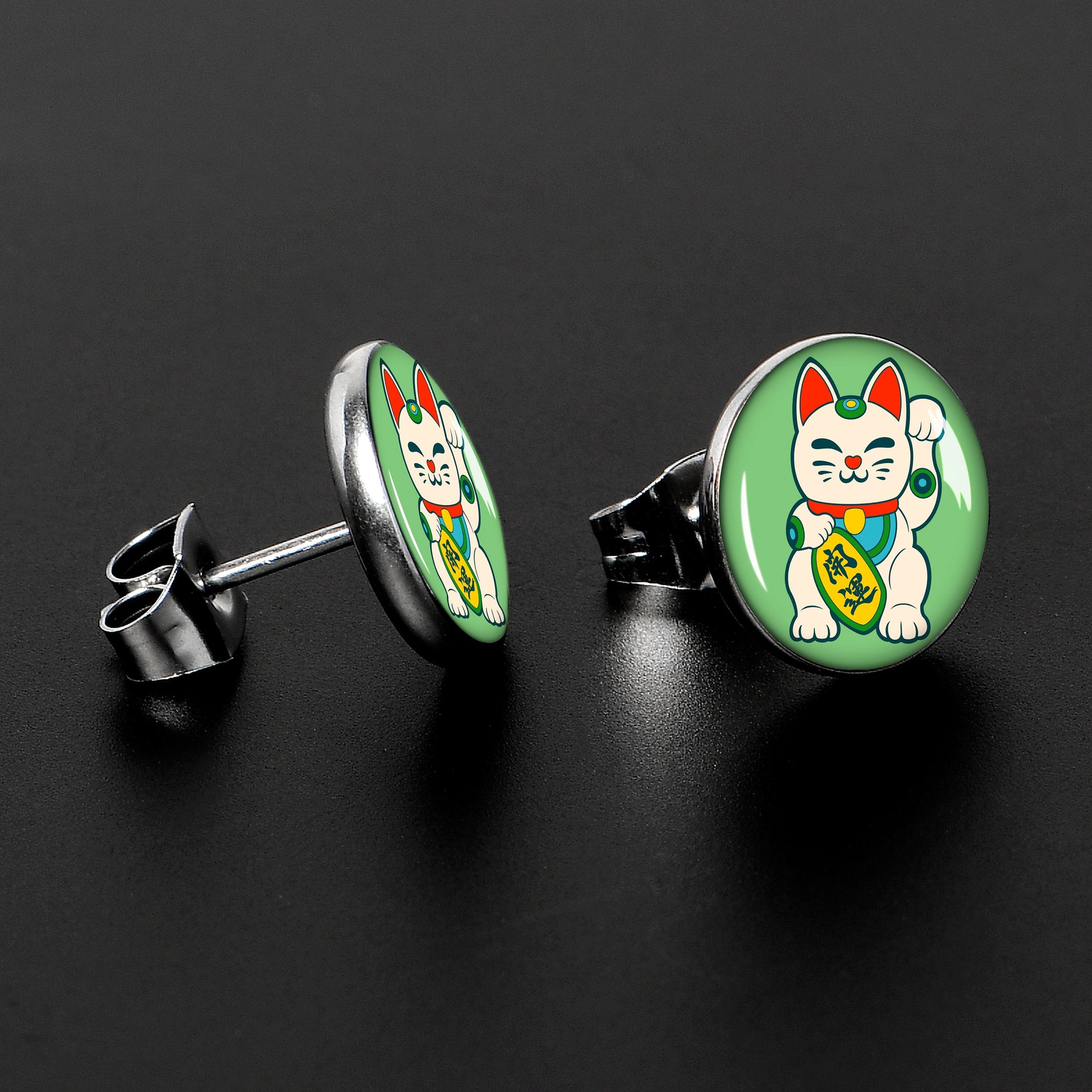 Waving Cat Stud Earrings by Onyx O - - EARRINGS Stud
