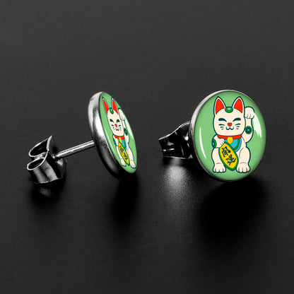 Waving Cat Stud Earrings by Onyx O - - EARRINGS Stud