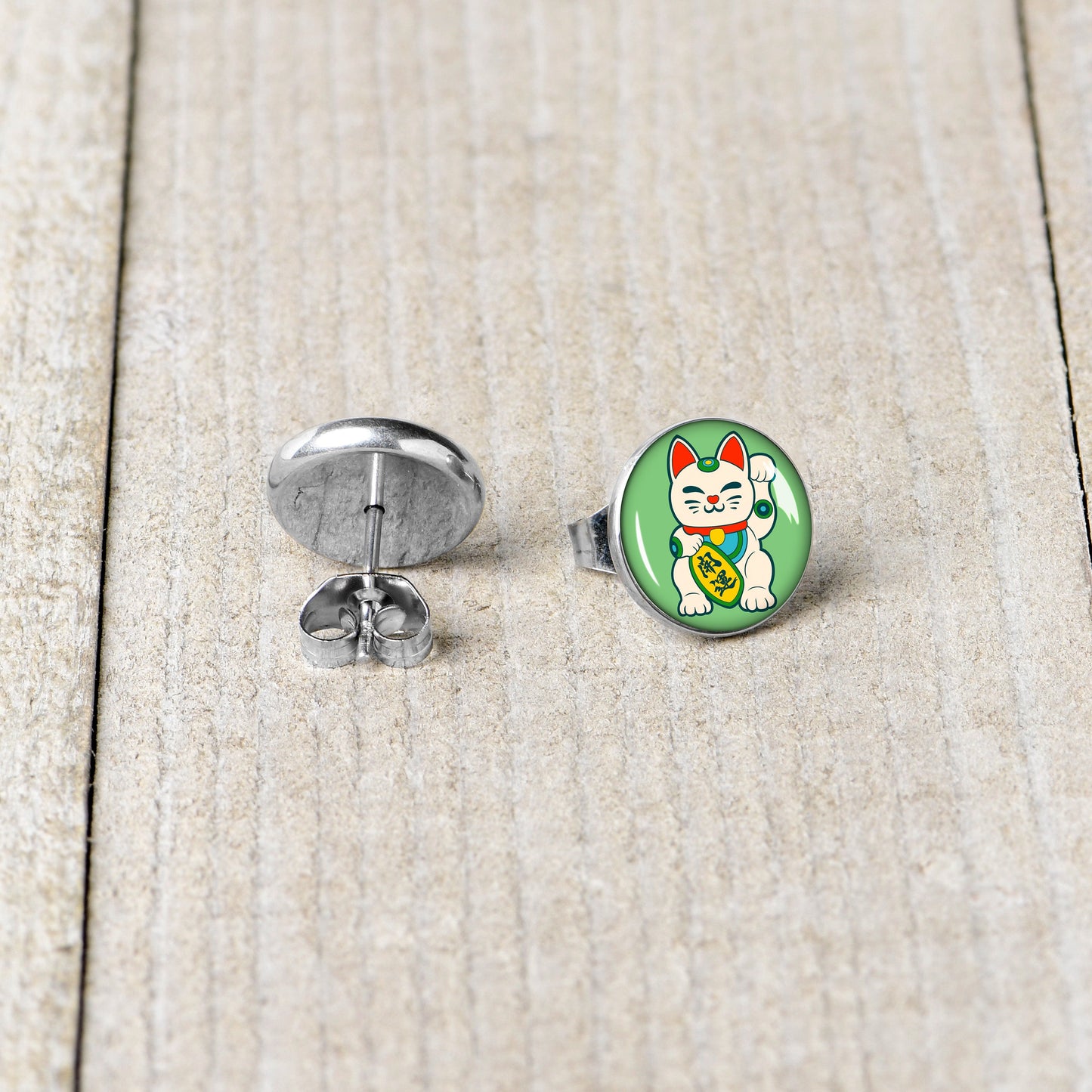 Waving Cat Stud Earrings by Onyx O - - EARRINGS Stud