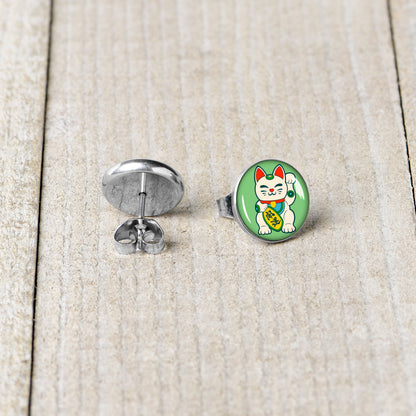 Waving Cat Stud Earrings by Onyx O - - EARRINGS Stud