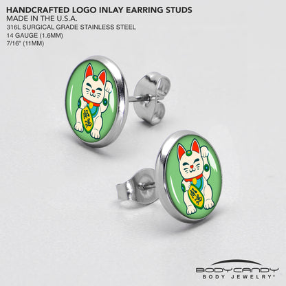 Waving Cat Stud Earrings by Onyx O - - EARRINGS Stud