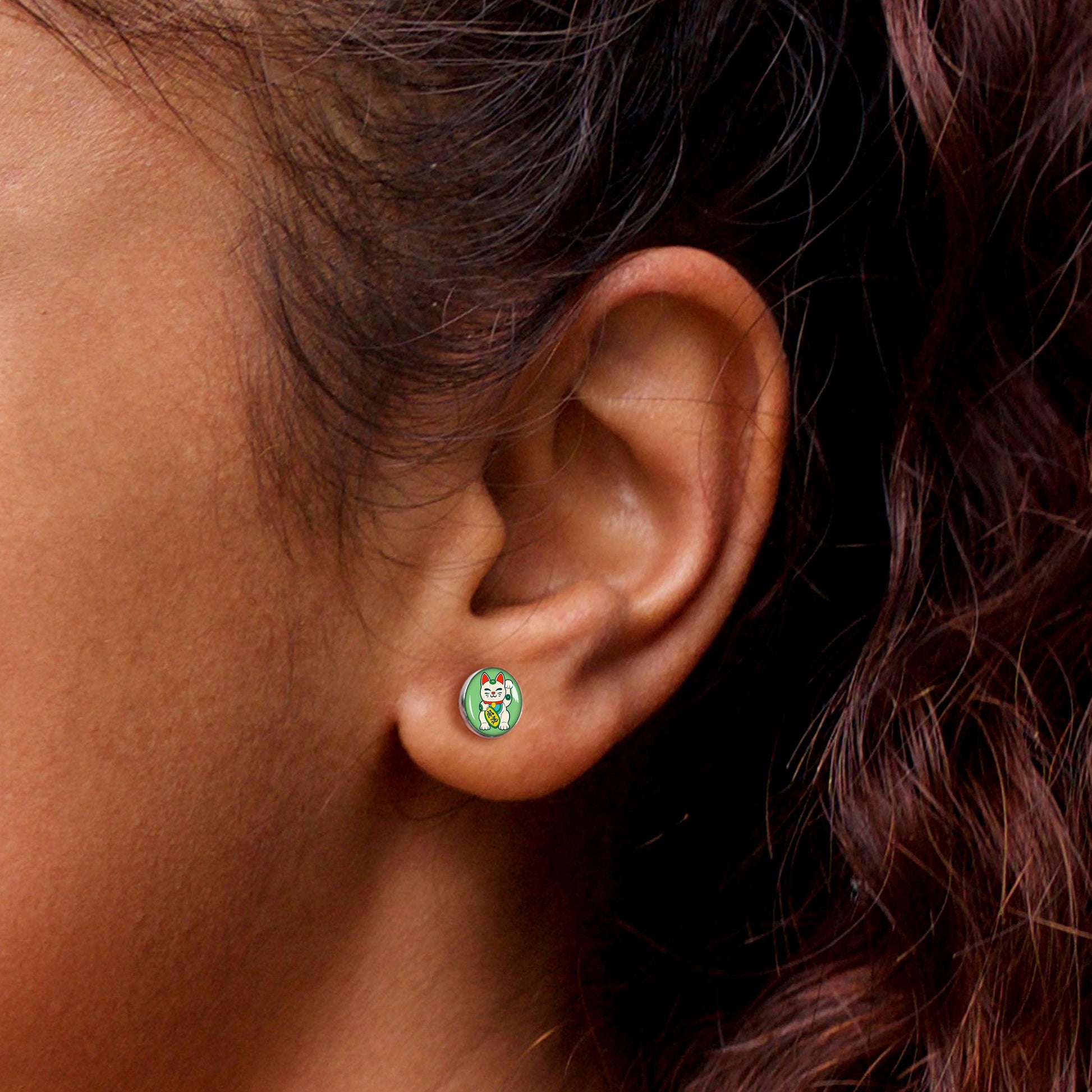 Waving Cat Stud Earrings by Onyx O - - EARRINGS Stud