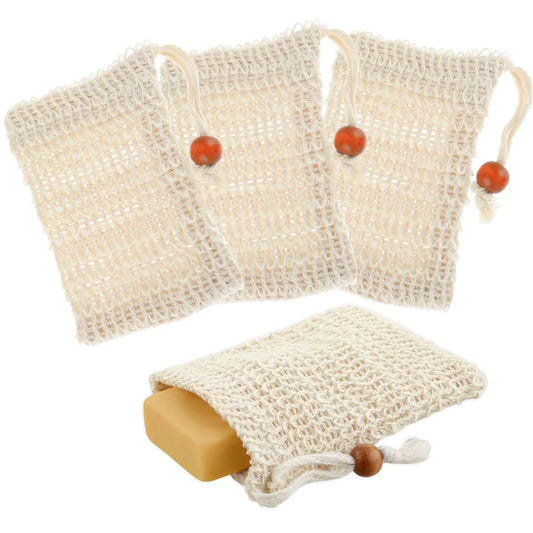 4 Pack Cotton Soap Bags with Drawstring Exfoliating Natural Sisal Soap Saver - n a - soap holder