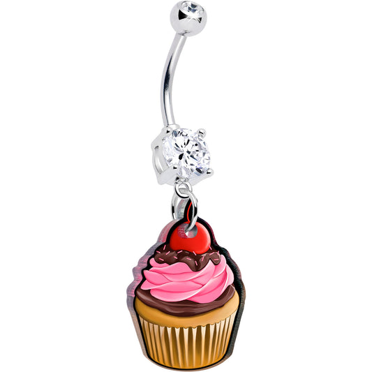 Double Gem Valentine Cupcake Dangle Belly Ring by Onyx O - - BELLY RING Dangle