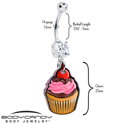 Double Gem Valentine Cupcake Dangle Belly Ring by Onyx O - - BELLY RING Dangle