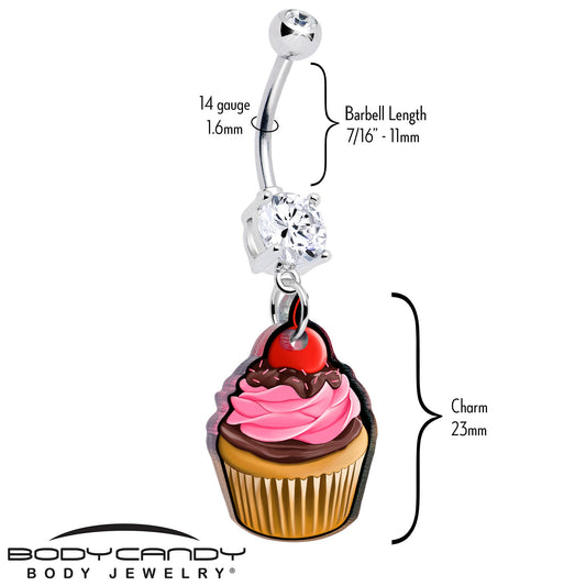 Double Gem Valentine Cupcake Dangle Belly Ring by Onyx O - - BELLY RING Dangle