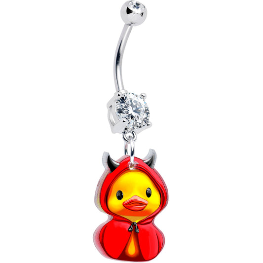 Clear Gem Hot Litle Devil Duck Dangle Belly Ring by Onyx O - - BELLY RING Dangle