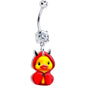 Clear Gem Hot Litle Devil Duck Dangle Belly Ring by Onyx O - - BELLY RING Dangle